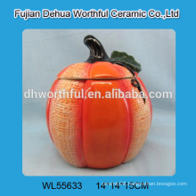 Decorative pumpkin shaped ceramic containers for 2016 halloween gifts